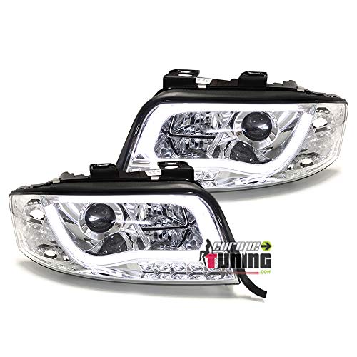 EUROPETUNING - 02732 - FEUX PHARES AVANTS CHROME TUBE LED LIGHT BAR COMPATIBLE AVEC AUDI A6 C5 / 4B de 1997 à 2001