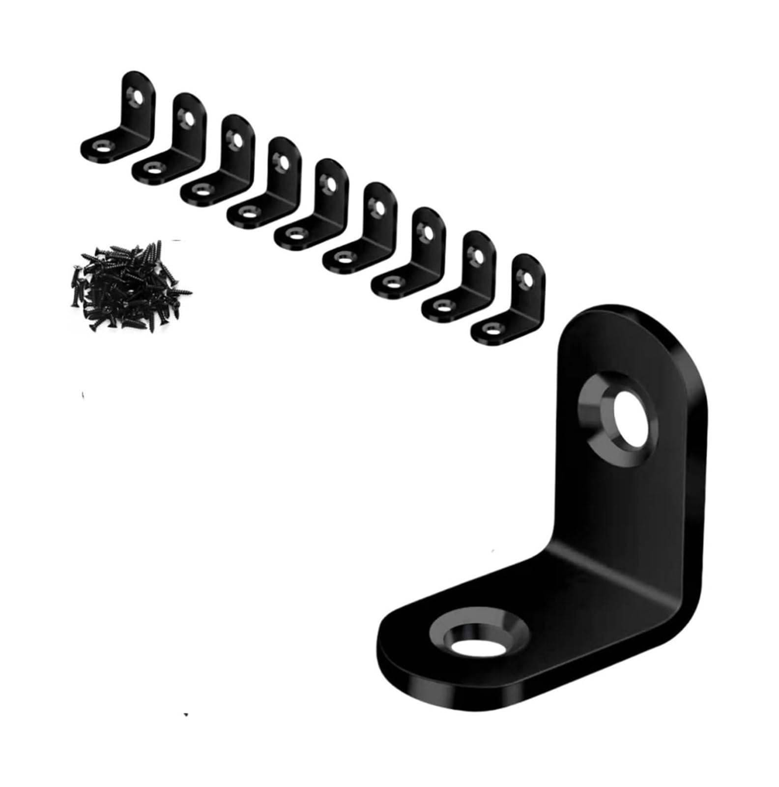 Angle Brackets, L Brackets Stainless Steel Right Angle Corner Brace with Screws(S-Black 20x20 10pcs)