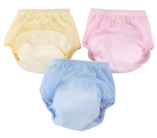 Qianquhui - Juntos de 3 Cloth Diaper de Entrenamiento Reutilizable para Bebés Calzones Transpirable con Velcro Calzoncillos de Aprendizaje para Niños de 1-3 Años