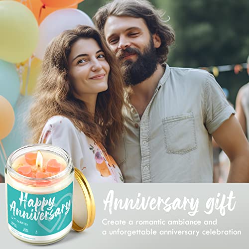 Anniversary Candle Gifts For Couple - Happy Anniversary Cute Gift, Vanilla Scented Soy Wax Candle, 9Oz, Wedding Anniversary Unique Gifts For Couple, Husband, Wife #TOP1
