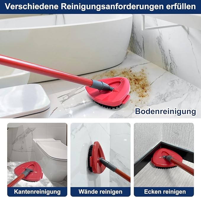 Tête De Brosse De Rechange Pour Balai Vileda Turbo EasyWring 1-Tank - Design Triangulaire, Poils Doubles - Nettoyage Cuisine/Salle De Bain - 9