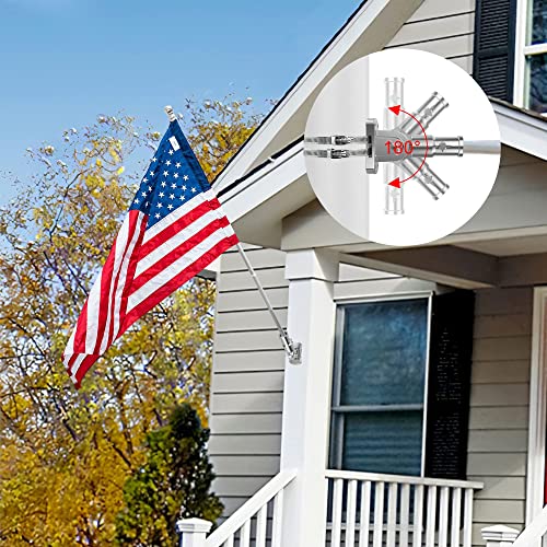 Evertoco Heavy Duty T304 Stainless Steel Flag Pole Bracket - 180° Adjustable Flag Pole Holder For House With Two Installation Methods, Flag Holder For 1" Inner Diameter Pole, Wind Resistant &Rust Free #TOP4