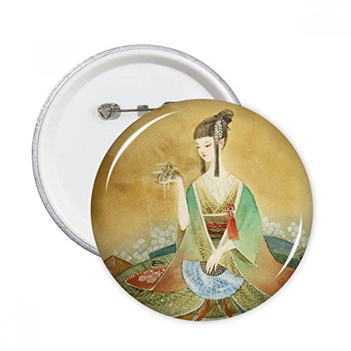 Badge rond illustration beauté chinoise antique décoration vêtement S 5pcs