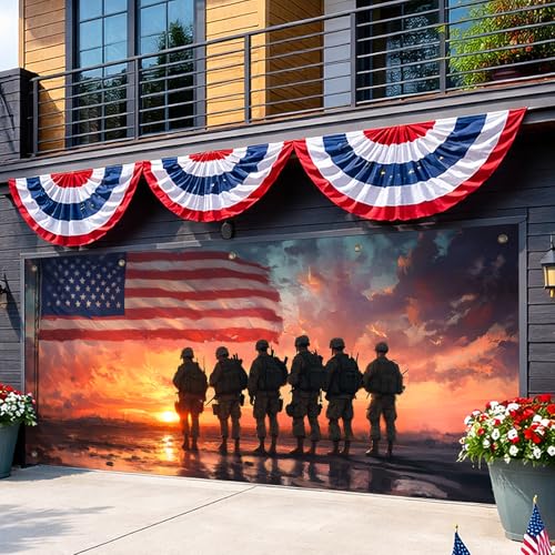 BlissYard Patriotic 4th July Garage Door Cover Banner 13x6ft Polyester by BlissYard - Used condition - Image 2