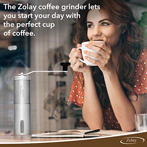 Zolay® Manuelle Kaffeemühle aus gebürstetem Edelstahl, konische Gratsmühle – Kaffeemühle für französische Presse… – Bild 8