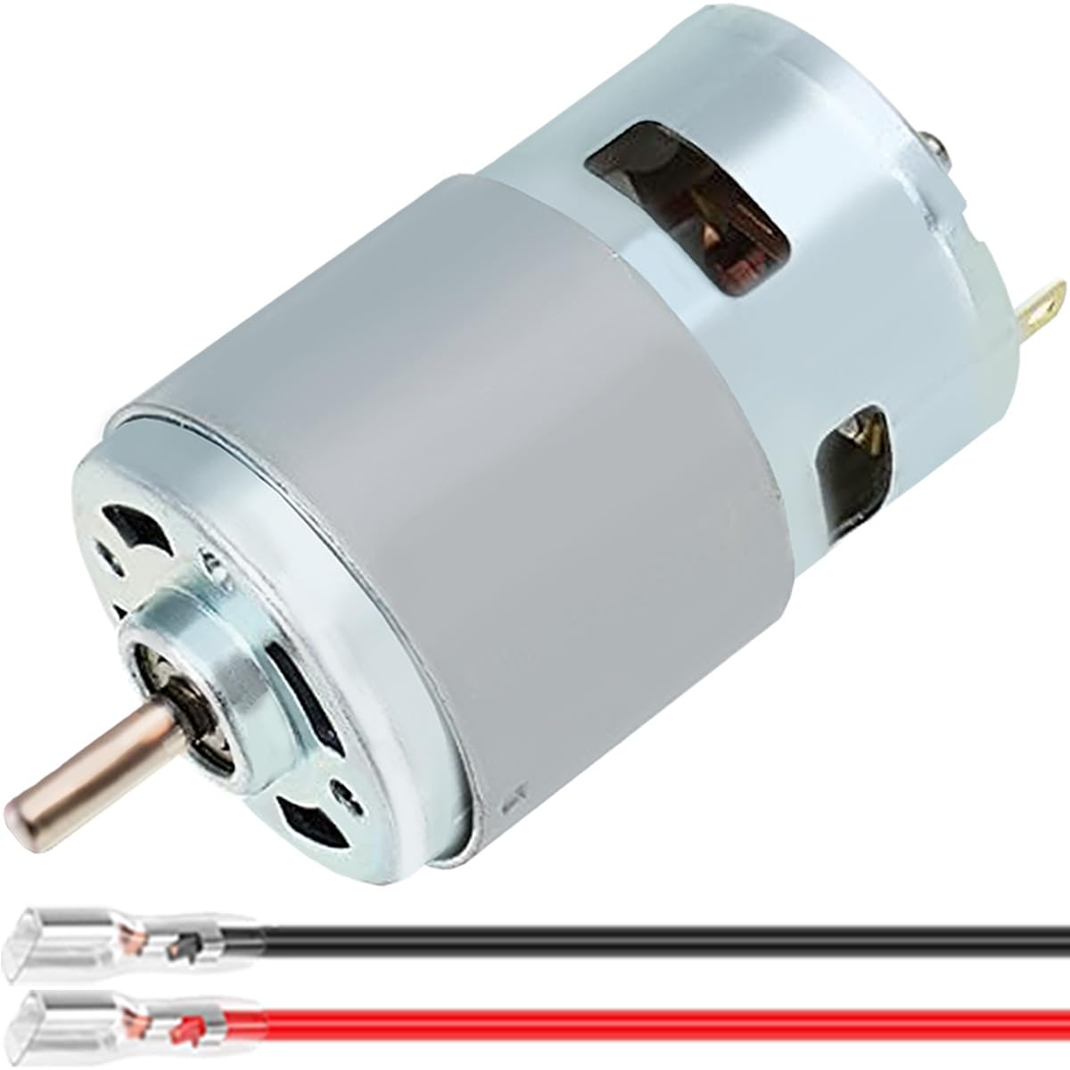 JYUDAUFU 775 Micro Motor DC 12V 10000RPM 24V 20000RPM Electric Double Ball Bearings High Power 150W Mini/Small Motor with 6.3 Spring Wire, for RC Toy Car/Robot/Mini Fan/Electric Drill/UAV/DIY/Test