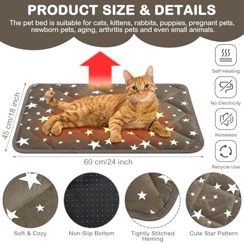 image for Namalu 4 Pack Self Warming Cat Bed Self Heating Cat Mat Star Pattern S