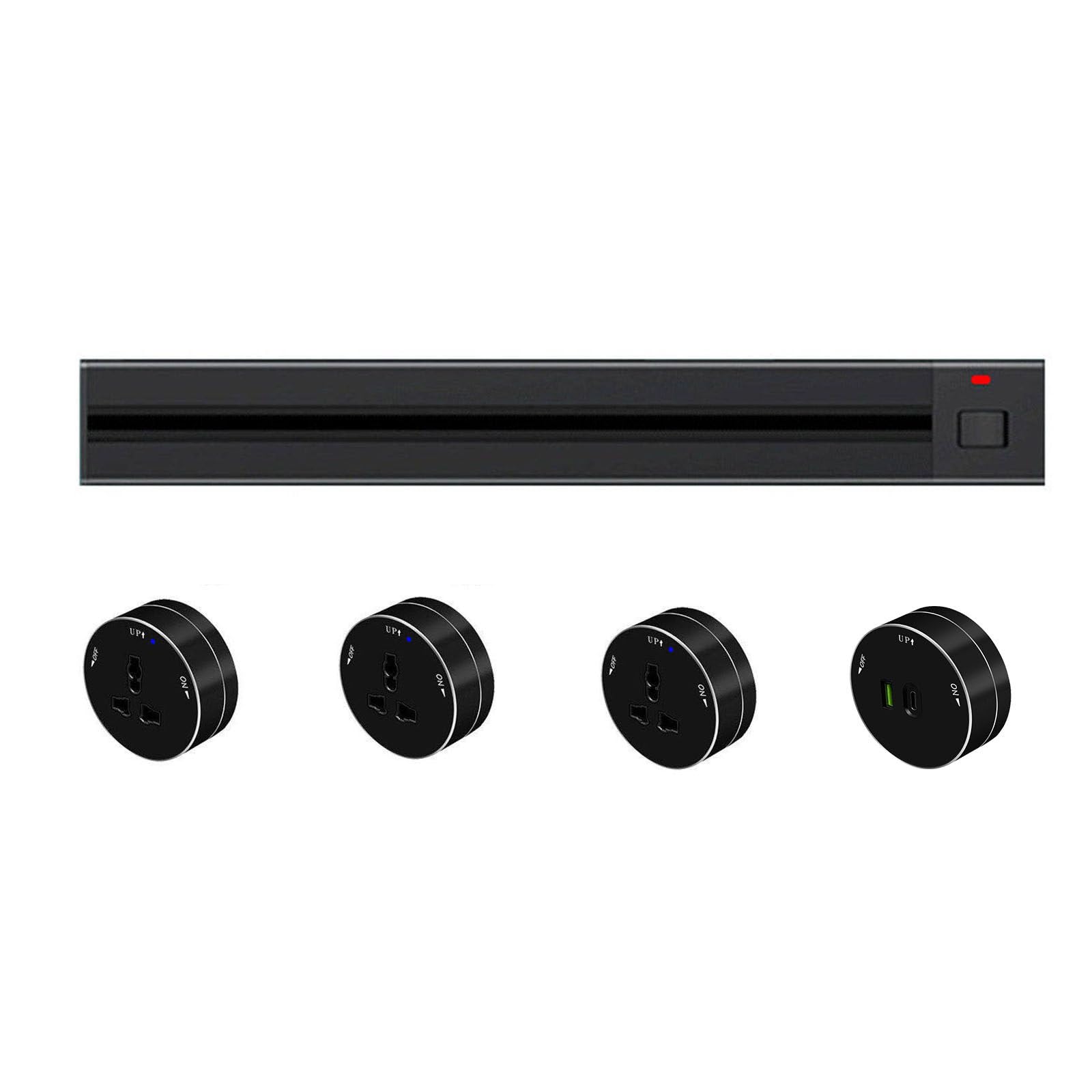 Presa elettrica da parete da 8000 W con presa CA e due porte U, mobile da cucina, nera, 110-220 V,40CM