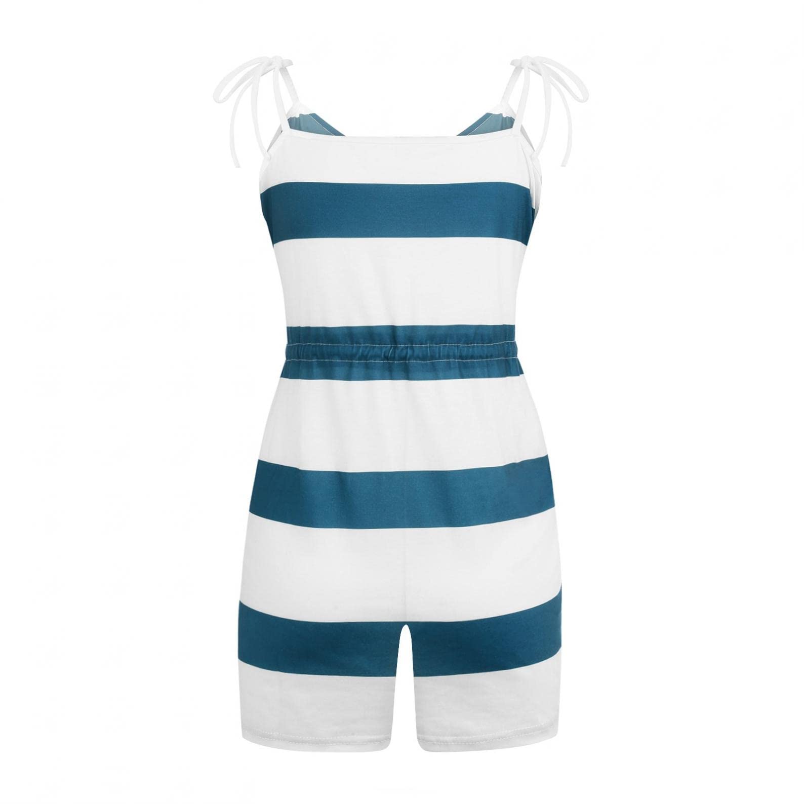 Tuta estiva da donna, corta, scollo a V, senza maniche, con