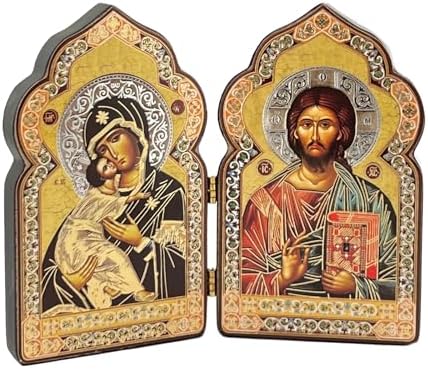 Needzo Jesus Christ Icon Diptych - Christ The Teacher Virgin of V...