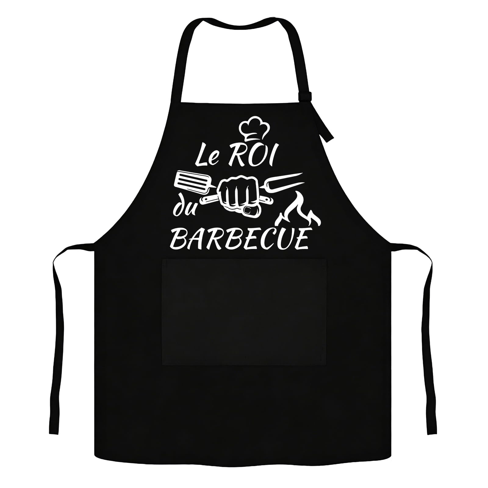 Tablier Cuisine Homme Femme - Tablier Barbecue Humour Réglable Noir Étanche avec Poche, Cadeau Anniversaire Homme Femme, Cadeau Rigolo pour Cuisson en Plein Air, Idéal pour Papa, Maman, Frère et Sœur
