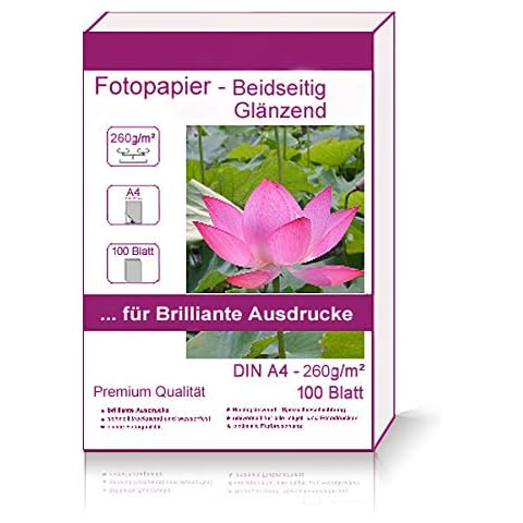 100 Blatt DIN A4-210x297 mm 260g/m² Fotopapier beidseitig hochglänzend Hglossy wasserfest Photopapier photopaper photo paper beide Seiten glänzend 260g Cover