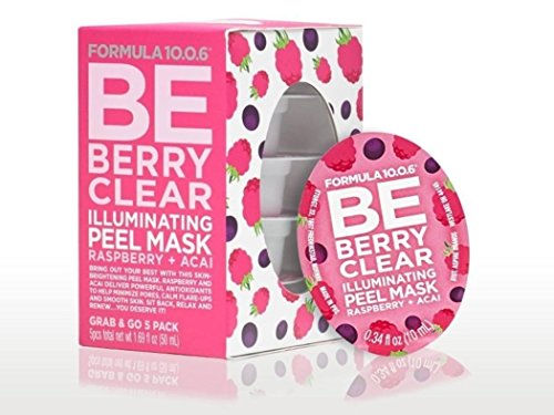 JJlivingBe Berry Clear Illuminating Peel Mask Raspberry + Acai Single Use Peel Masks Pods (Package of 5 Pieces) Total Net Weight 1.69 Fl Oz