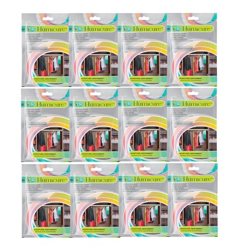 Image of Humicure Moisture Absorber Dehumidifier with 1 Litre Absorption Capacity; Prevents Wardrobe, Bathroom, Kitchen and Bedroom from Mould & Fungus (Pack of 12, 400gram each, Activated Charcoal)