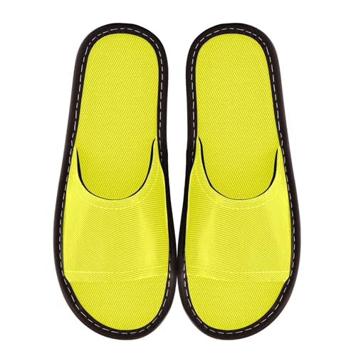 KLL Spa Shower Slippers Indoor Summer Non-Slip Open-toe Slip-on Home Shoes for Travel, Pool, Party 6.5-7 Bright Yellow