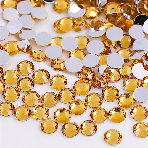 Image of 3000 Pieces SS6 2mm Flatback Rhinestones Clear Glass Round Gems Crystals for Nail Art DIY Crafts Clothes Shoes Bags (Golden Yellow)