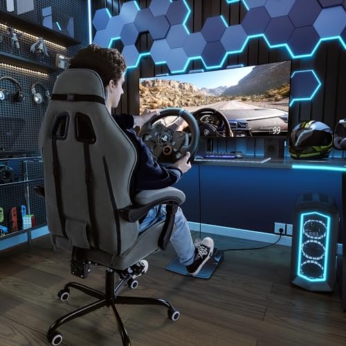 image for Furmax Fabric Gaming Chair with Footrest, Video Game Chair with Massag