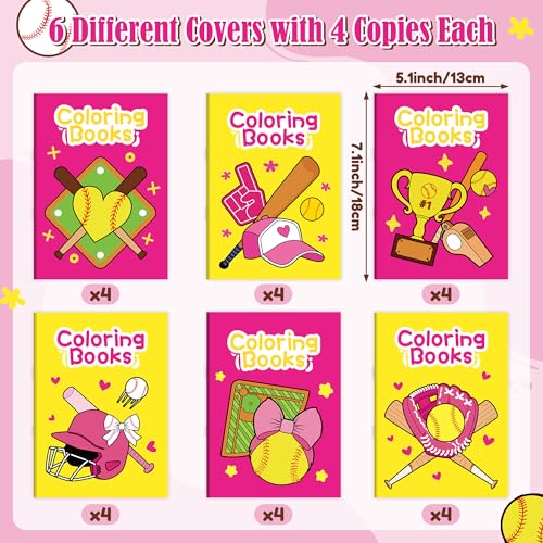 Image of Softball Coloring Books for Kids - 24Pcs Bulk Softball Mini Coloring Booklet Sports Ball Theme DIY Art Drawing Book for Toddlers Birthday Summer Party Favor Classroom Reward Gift Art Activity Supplies