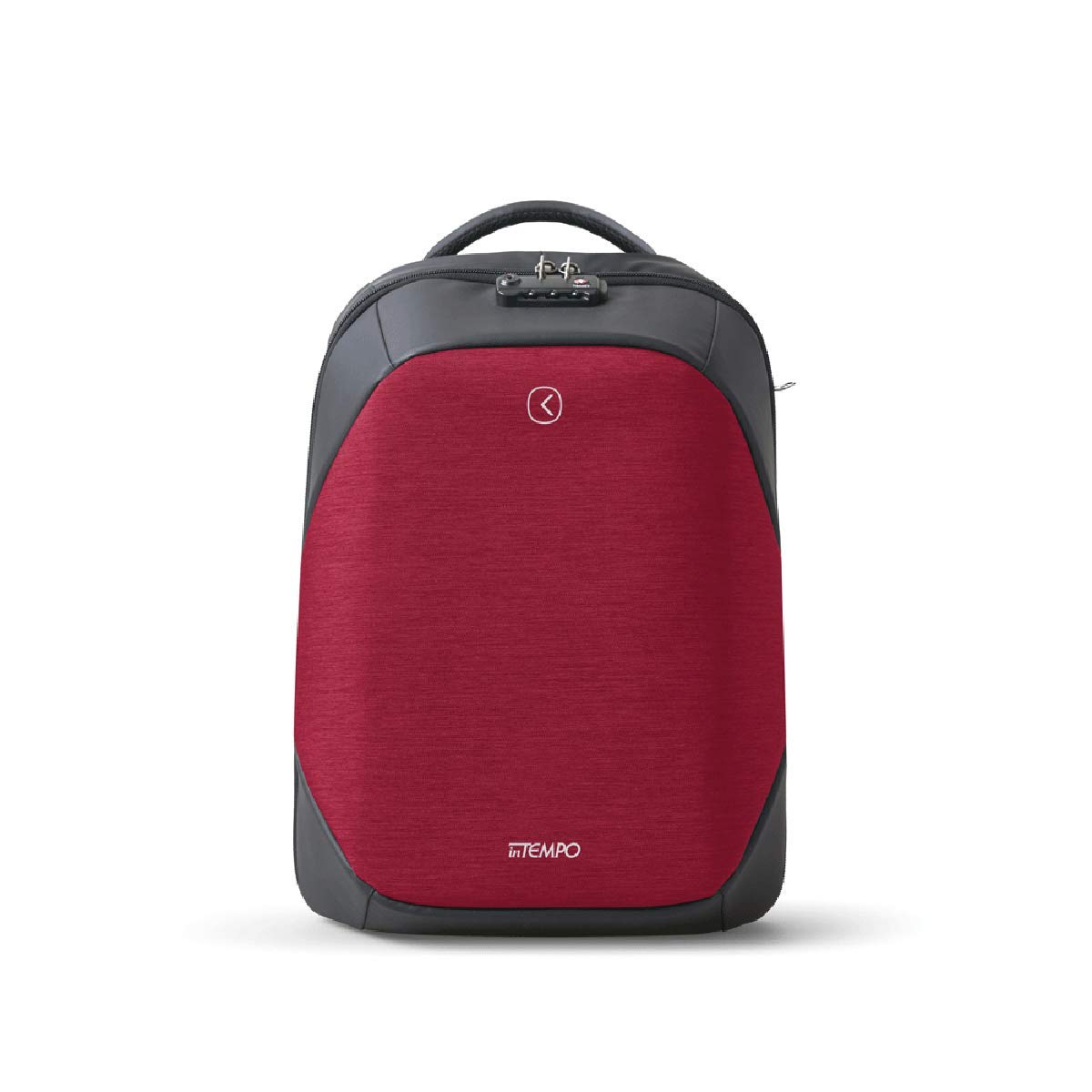 Intempo Zaino Antifurto Versatile Tekniko Big in Tessuto Idrorepellente Antistrappo, Cavo Telescopico Antifurto, Chiusura con Combinazione, Presa USB Esterna, Dimensioni 34 x 46 x 16 cm, Colore Rosso
