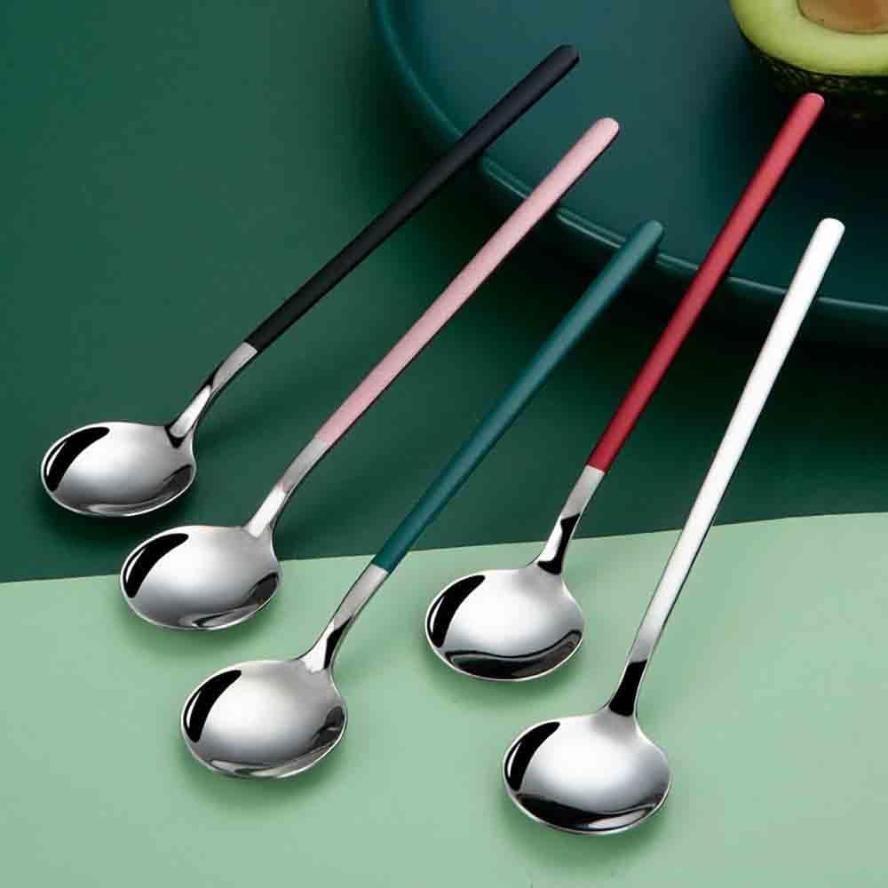 Soup Spoons, Round Stainless Steel Silverware Flatware Set, Mirror Finish, Dishwasher Safe, Home Kitchen Utensils Set, (Spoon 22,15.5cm Length)