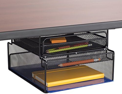 Safco Products 3244BL Onyx Mounted Under-Desk Hanging Storage, Convenient Organization, Ideal For Sit-Stand Workstations, Black, "10.25""w x 12.37""d x 7.25""h"