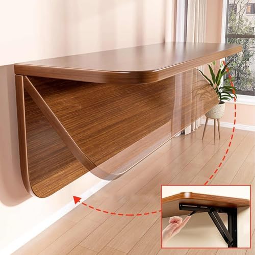 Foldable Wall-Mounted Wooden Table with Rounded Corners, Space-Saving Dining, Office, or Kids Table (A, 60x40cm/24x16in) - Versatile Folding Table for PTFCll Spaces