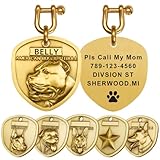 Personalized Dog ID Tag, Brass Shield Design with Custom Text, Multiple Breed Options - French Bulldog, German Shepherd (American Bully Pitbull)