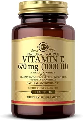 Solgar Vitamina E 670 mg 1000 UI Mixtas de cápsulas blandas antioxidantes naturales para la piel apoyo del sistema inmunológico de vitamina E de
