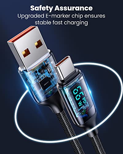 enablink Cavo USB tipo C 66W 6A QC 4.0 con Pantalla LED, da USB A a USB C, 1.2m Nylon Intrecciato, Ricarica Rapida e Trasmissione per Samsung, Huawei P40,Mate 20