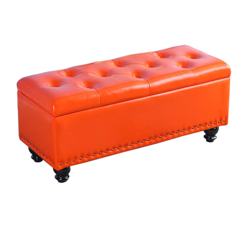 Tabouret de rangement orange 60cm | Banc à chaussures rectangulaire