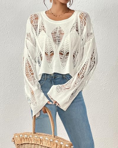 Bsubseach Crochet Cropped Tops for Women Spring Summer Knit Hollow Out Bathing Suit Beach Cover Up Tops 20254