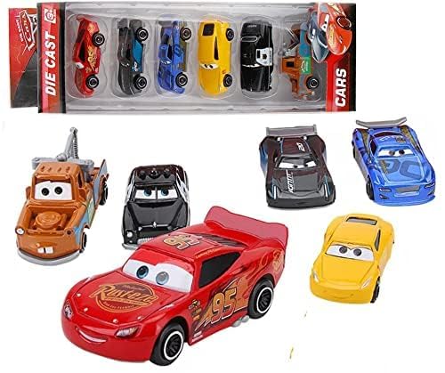 G.FIDEL New 6pcs Deesney Pixar Cars Lighting McQueen Mater Diecast Cars Kid Toy Set Playset(Multicolor)