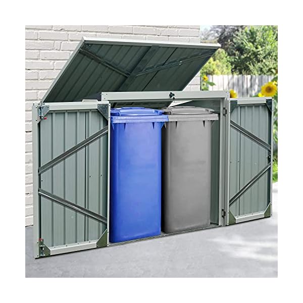 Zelsius Gartenschrank 158 x 101 x 134 cm | Anthrazit Geräteschrank mit Lüftungsgittern | Gartenhaus | Geräteschuppen für… – Bild 6