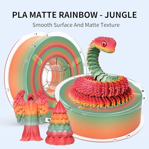 Image of RAMBERY Matte Rainbow 3D Printing Filament Fast Color Change, Multi-Color PLA Filament for Most FDM 3D Printer, 1.75mm 1kg(2.2lbs), Matte Rainbow Jungle Color