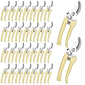 Chumia 30 Pcs Bypass Pruning Shears Gardening Scissors Heavy Duty Scissors Trimming Garden Clippers Hand Tree Pruner for Yard Gardening Plants Hedge Flower Tree Cutting Secateurs, 6.9 Inch