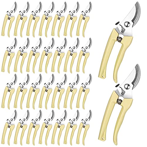 Chumia 30 Pcs Bypass Pruning Shears Gardening Scissors Heavy Duty Scissors Trimming Garden Clippers Hand Tree Pruner for Yard Gardening Plants Hedge Flower Tree Cutting Secateurs, 6.9 Inch