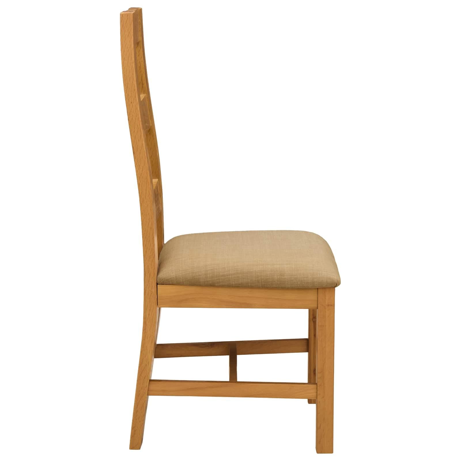 Krzesło do jadalni, zestaw 2 sztuk, z litego drewna dębowego, beżowe, z tapicerką i ergonomicznym oparciem, do kuchni i jadalni, nowoczesne wzornictwo, wygodne siedzisko