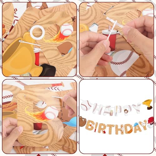 Image of Baseball Happy Birthday Banner Baseball Sports Theme Birthday Decorations Party Banner for Boys Girls Party Supplies