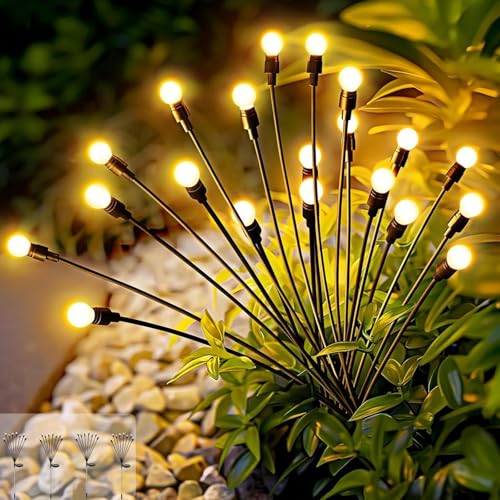 A.bigwhale Glühwürmchen Solar Leuchten Garten Deko, 4 Stück 8 LED Solarleuchten für Außen Gartenlichter, Wasserdicht Solarlampen für Außen Garten Hof Weg Yard Patio Balkon Landschaft Dekoratives