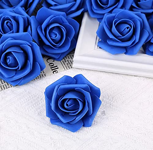 Image of VRB Dec 24 pcs Rose Artificial Flowers for Decoration,Artificial Flower,Flower for Hair Styling,Flower for Pooja, for Home Decor,Diwali. (24pcs - Dark Blue Big Foam Rose)
