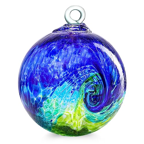 VCUTEKA Hanging Garden Gazing Ball Hand-Blown Glass Witch Ball for Outdoor Garden Dcor 6 Colorful Swirl