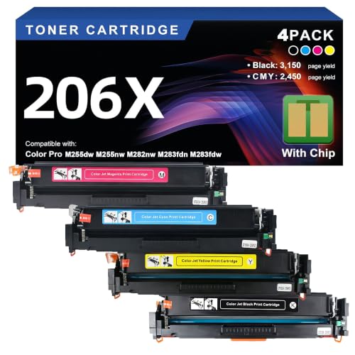 Cartouche 206X compatible pour imprimante HP Color LaserJet Pro M255dw et M283fdw