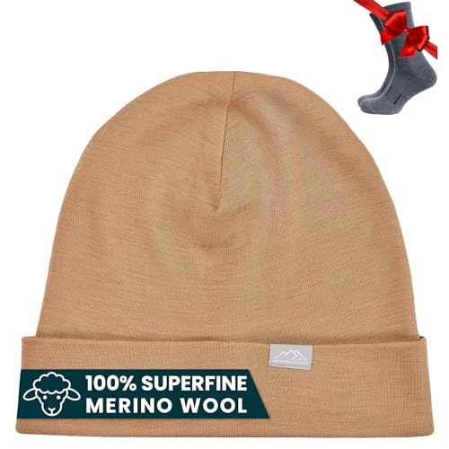 Merino Wool Beanie for Women & Men - 100% Merino Skull Cap 17.5um - All Season Unisex Adult Hat...