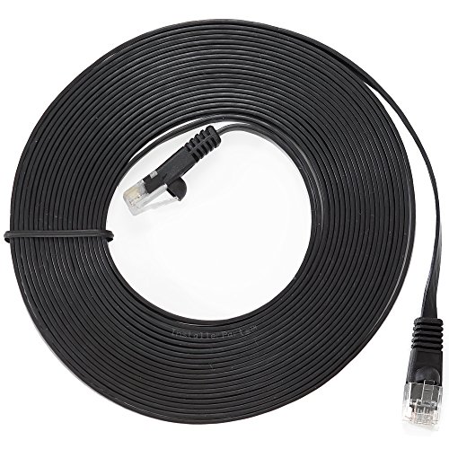 🛒 Crazy Deals InstallerParts Ethernet Cable CAT6 Cable Flat 35 FT - Black - Professional Series - 10Gigabit/Sec Network/High Speed Internet Cable - Ethernet Cord, 550MHZ