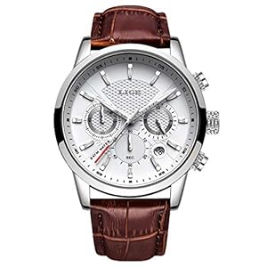 LIGE herenhorloge mode waterdicht analoog quartz sport casual horloge bruin leer band datum/kalender business horloges …