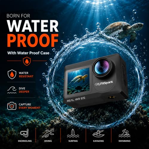 Image of FitSpark Eagle i15 Pro Max Real 4k Action Camera Creator Pack | Sony Sensor | 2 Turbo Batteries | 240~300 min Recording | Pro Dual Fast Charging Dock | Type-C Wired Microphone | Waterproof, Stabilization