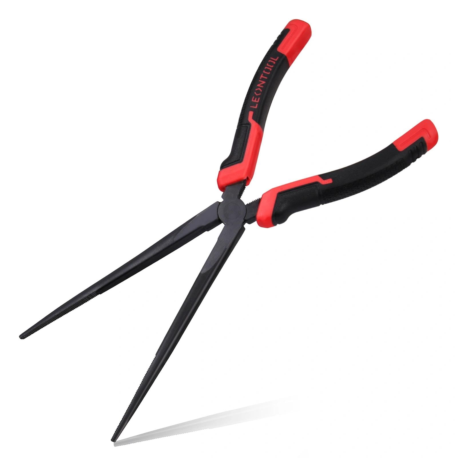 LEONTOOL Radio Pliers, Long, Long Tip Radio Pliers, Extra Long Needle Nose Pliers, Straight, Tapered Lead Pliers, Anti-Slip, Knurled, Mechanic Pliers, Tip Length 5.3 inches (135 mm), Grip, Bend, Twist