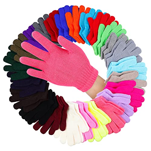 NOLITOY 24pairs Boy Girl Knit Gloves Boys and Girls Gloves Winter Warm for and