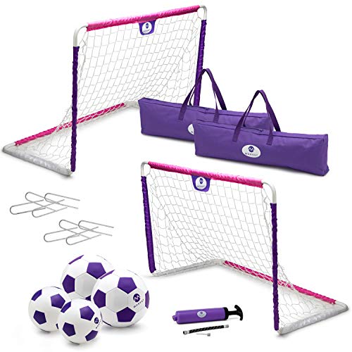 Morvat Soccer Goal Set for Backyard, Outdoor Toys Soccer Net, Soccer Goals for Backyard, Soccer Accessories, Pop Up Soccer Goals, Set of 2, Includes 2 Goal Nets, Soccer Balls and More, Pink and Purple Morvat Soccer Goal Set for Backyard, Outdoor Toys Soccer Net, Soccer Goals for Backyard, Soccer Accessories, Pop Up Soccer Goals, Set of 2, Includes 2 Goal Nets, Soccer Balls and More, Pink and Purple
