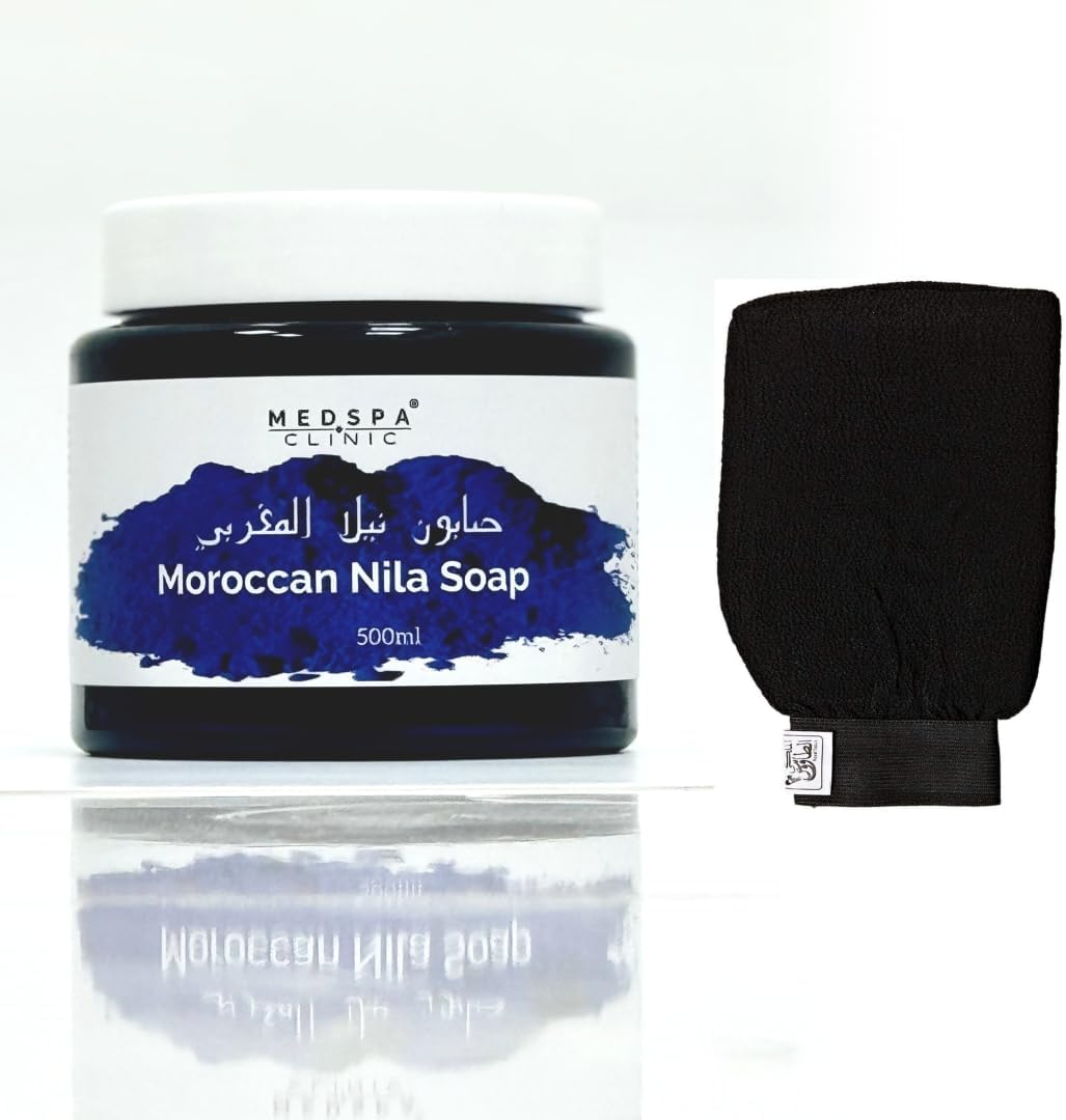 Moroccan Nila Natural Soap with Luffa, Purifying, Cleansing, Exfoliating for Whole Body Hammam Ritual 500ml